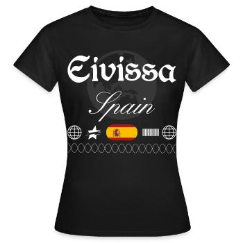 Ibiza-Stadt Spanien Streetwear Reise Souvenir - Frauen T-Shirt - Schwarz - Vorne - AI Model Female 172 dark (172cm)
