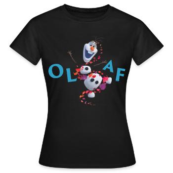 Frozen Olaf Schriftzug Mit Schneemann - Frauen T-Shirt - Schwarz - Vorne - AI Model Female 172 dark (172cm)