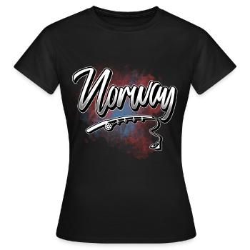 Norwegen Angelrute - Frauen T-Shirt - Schwarz - Vorne - AI Model Female 172 dark (172cm)