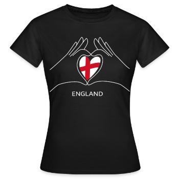 Cœur anglais avec éventail de drapeau anglais - T-shirt Femme - noir - Devant - AI Model Female 172 dark (172cm)