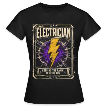 Lustiges Elektriker-Zitat: Retro-Werkstattdesign - Frauen T-Shirt - Schwarz - Vorne - AI Model Female 172 dark (172cm)