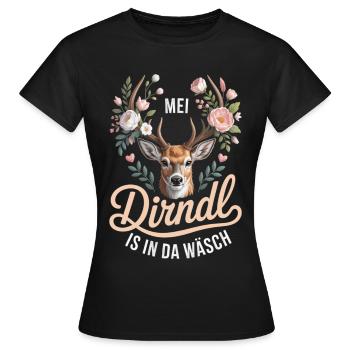 Mei Dirndl Is In Da Wäsch - Frauen T-Shirt - Schwarz - Vorne - AI Model Female 172 dark (172cm)