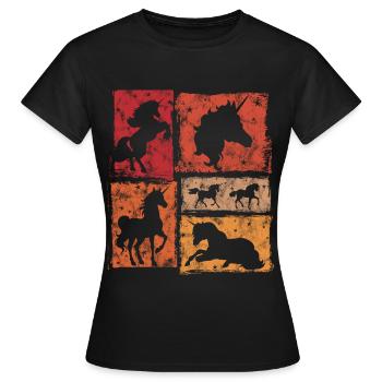Einhörner – Vintage-Stil Mit Sternen - Frauen T-Shirt - Schwarz - Vorne - AI Model Female 172 dark (172cm)