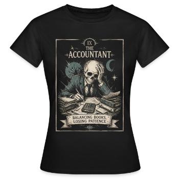 Lustiger Buchhalter, der Bücher ausgleicht, Retro-Kunst - Frauen T-Shirt - Schwarz - Vorne - AI Model Female 172 dark (172cm)