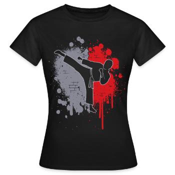 Taekwondo Farbklecks Kampfsport Jungen Karate - Frauen T-Shirt - Schwarz - Vorne - AI Model Female 172 dark (172cm)