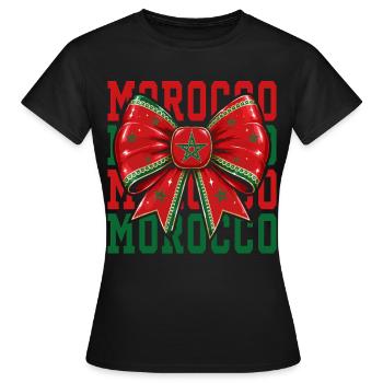 Nœud Drapeau Maroc | Style Coquette Marocain - T-shirt Femme - noir - Devant - AI Model Female 172 dark (172cm)