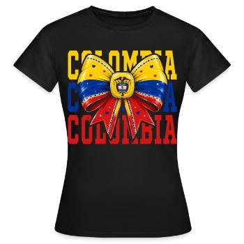 Nœud Drapeau Colombie | Style Coquette Colombien - T-shirt Femme - noir - Devant - AI Model Female 172 dark (172cm)