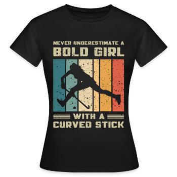 Hockey - Ne sous-estime aucune fille avec un bâton - T-shirt Femme - noir - Devant - AI Model Female 172 dark (172cm)