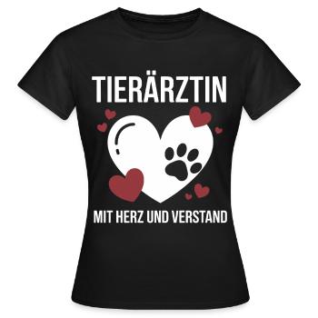 Tierärztin Mit Herz Und Verstand Tiere - Frauen T-Shirt - Schwarz - Vorne - AI Model Female 172 dark (172cm)