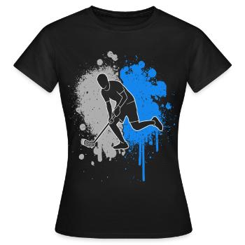 Floorball Spieler Floorballer Farbklecks Unihockey - Frauen T-Shirt - Schwarz - Vorne - AI Model Female 172 dark (172cm)