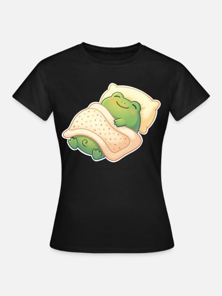 Frosch Schlafen - Frauen T-Shirt - Schwarz