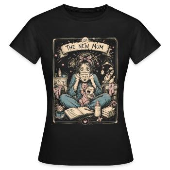 Nouvelle Maman Thé Chaos Art Vintage Fatigué - T-shirt Femme - noir - Devant - AI Model Female 172 dark (172cm)