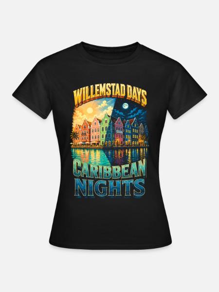 Curacao Willemstad Days Carribean Nights - Frauen T-Shirt - Schwarz