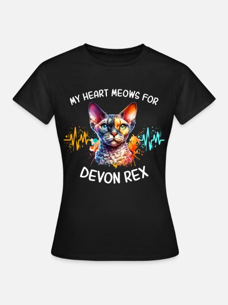 Devon Rex Herzlinie - Frauen T-Shirt - Schwarz