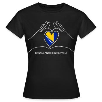 Cœur d’éventail de Bosnie-Herzégovine avec drapeau - T-shirt Femme - noir - Devant - AI Model Female 172 dark (172cm)
