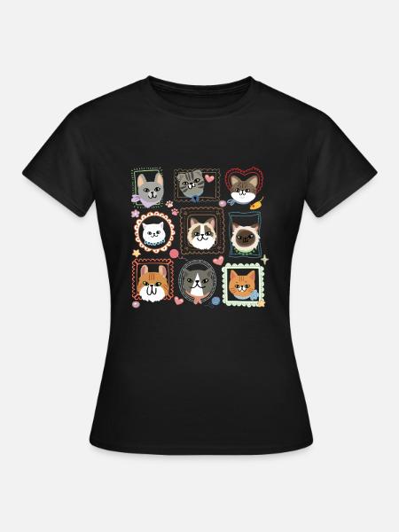 Cat Kitty Portrait Frames - Women's T-Shirt - black