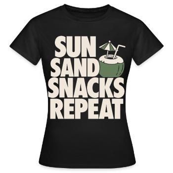 Sun Sand Snacks Repeat Tropical Design - Frauen T-Shirt - Schwarz - Vorne - AI Model Female 172 dark (172cm)