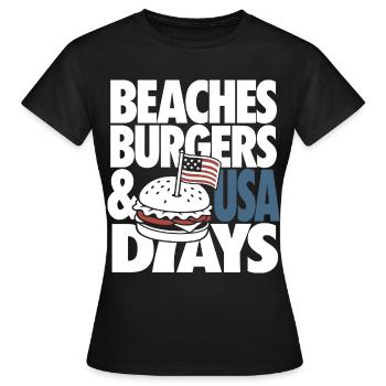 Beaches Burgers USA Days Design - Women's T-Shirt - black - Front - AI Model Female 172 dark (172cm)