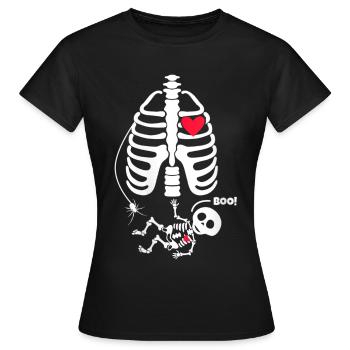 Squelette cœur rouge et Boo - T-shirt Femme - noir - Devant - AI Model Female 172 dark (172cm)