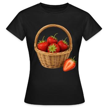 Ein Erdbeerkorb Obst und Früchte Erdbeeren - Frauen T-Shirt - Schwarz - Vorne - AI Model Female 172 dark (172cm)