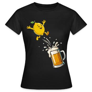Lustiger Zitrone Sprung Radler Bier Spaß - Frauen T-Shirt - Schwarz - Vorne - AI Model Female 172 dark (172cm)
