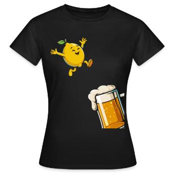 Radler Bier Lustige Zitrone Und Bierglas - Frauen T-Shirt - Schwarz - Vorne - AI Model Female 172 dark (172cm)