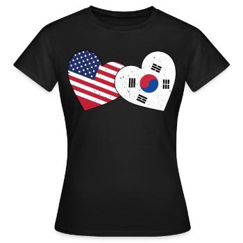 South Korea And US Flag American Korean - Women's T-Shirt - black - Front - AI Model Female 172 dark (172cm)