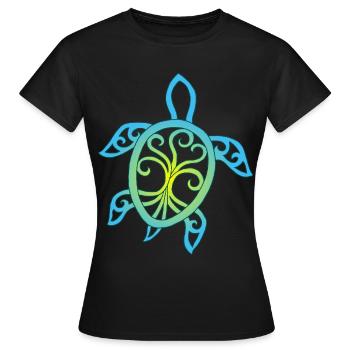 Tortue mandala émeraude - T-shirt Femme - noir - Devant - AI Model Female 172 dark (172cm)