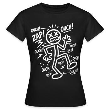 Funny Humor Snowman Lightning Ouch Gift - Women's T-Shirt - black - Front - AI Model Female 172 dark (172cm)