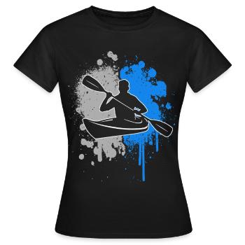 Canoë Pédalo Éclaboussure de couleur Kayak Enfants Garçons - T-shirt Femme - noir - Devant - AI Model Female 172 dark (172cm)