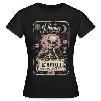 Mikro-Influencer-Energieskelettkarte - Frauen T-Shirt - Schwarz - Vorne - AI Model Female 172 dark (172cm)