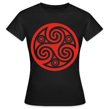 Cercle et spirale celte (rouge) - T-shirt Femme - noir - Devant - AI Model Female 172 dark (172cm)
