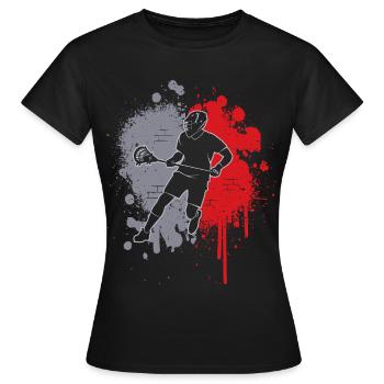 Lacrossespieler Farbklecks Herren Jungen Lacrosse  - Frauen T-Shirt - Schwarz - Vorne - AI Model Female 172 dark (172cm)