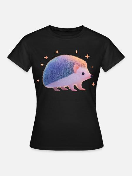 Igel mit Sternen - Frauen T-Shirt - Schwarz