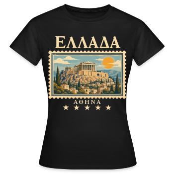 Athen Antike als Vintage Reise - Frauen T-Shirt - Schwarz - Vorne - AI Model Female 172 dark (172cm)
