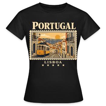 Lissabon Sonne und Gassenzauber - Frauen T-Shirt - Schwarz - Vorne - AI Model Female 172 dark (172cm)