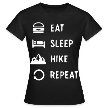 Eat Sleep Hike Repeat Mountain Adventure - Women's T-Shirt - black - Front - AI Model Female 172 dark (172cm)