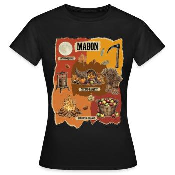 Mabon Deuxième Roue de la Récolte de l’Année Automne - T-shirt Femme - noir - Devant - AI Model Female 172 dark (172cm)