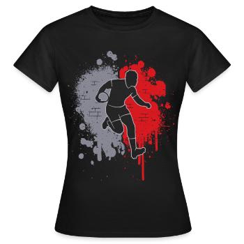 Joueur de rugby Éclaboussure de couleur Enfants Hommes Garçons Rugby - T-shirt Femme - noir - Devant - AI Model Female 172 dark (172cm)