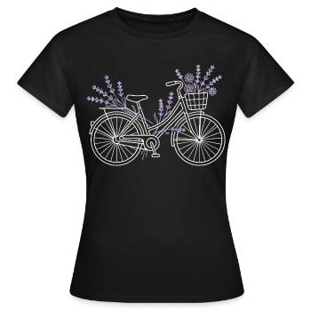 Fleurs de vélo lavande vintage - T-shirt Femme - noir - Devant - AI Model Female 172 dark (172cm)