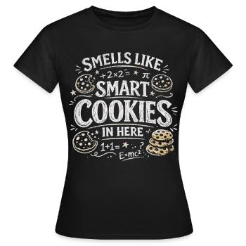 Hier riecht es nach klugen Leuten | Schulhumor - Frauen T-Shirt - Schwarz - Vorne - AI Model Female 172 dark (172cm)