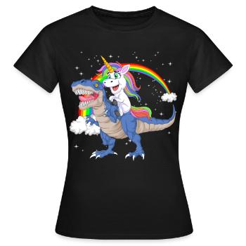 Einhornreitender Dinosaurier – lustiges magisches T-Rex-Geschenk - Frauen T-Shirt - Schwarz - Vorne - AI Model Female 172 dark (172cm)