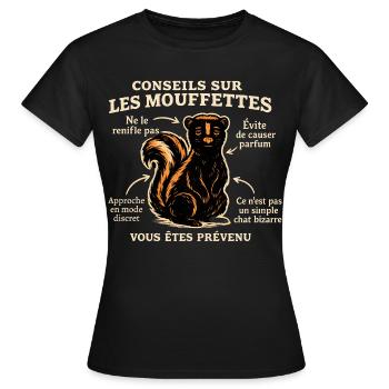 Mouffette Vintage Conseils Humoristes - T-shirt Femme - noir - Devant - AI Model Female 172 dark (172cm)