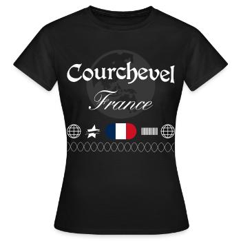 Courchevel Frankreich Streetwear Reise Souvenir - Frauen T-Shirt - Schwarz - Vorne - AI Model Female 172 dark (172cm)