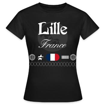 Lille Frankreich Streetwear Reise Souvenir - Frauen T-Shirt - Schwarz - Vorne - AI Model Female 172 dark (172cm)