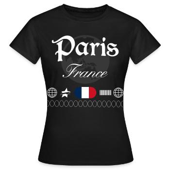 Paris Frankreich Streetwear Reise Souvenir - Frauen T-Shirt - Schwarz - Vorne - AI Model Female 172 dark (172cm)