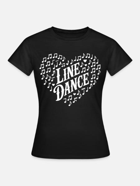 LineDance Herz Noten Muster - Frauen T-Shirt - Schwarz