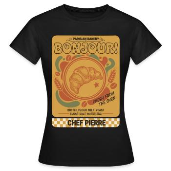 Breakfast Bonjour Parisian Bakery Fresh From The - Women's T-Shirt - black - Front - AI Model Female 172 dark (172cm)