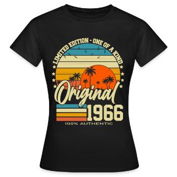 60 Geburtstag 60 Jahre 1966 Jahrgang geboren - Frauen T-Shirt - Schwarz - Vorne - AI Model Female 172 dark (172cm)