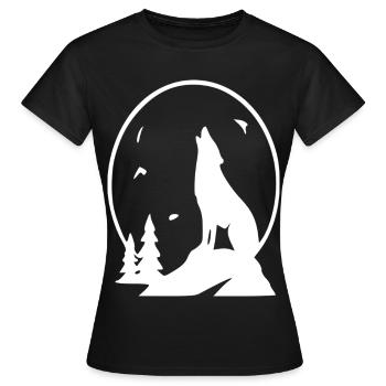 Wolf Night Moon Silhouette - Women's T-Shirt - black - Front - AI Model Female 172 dark (172cm)